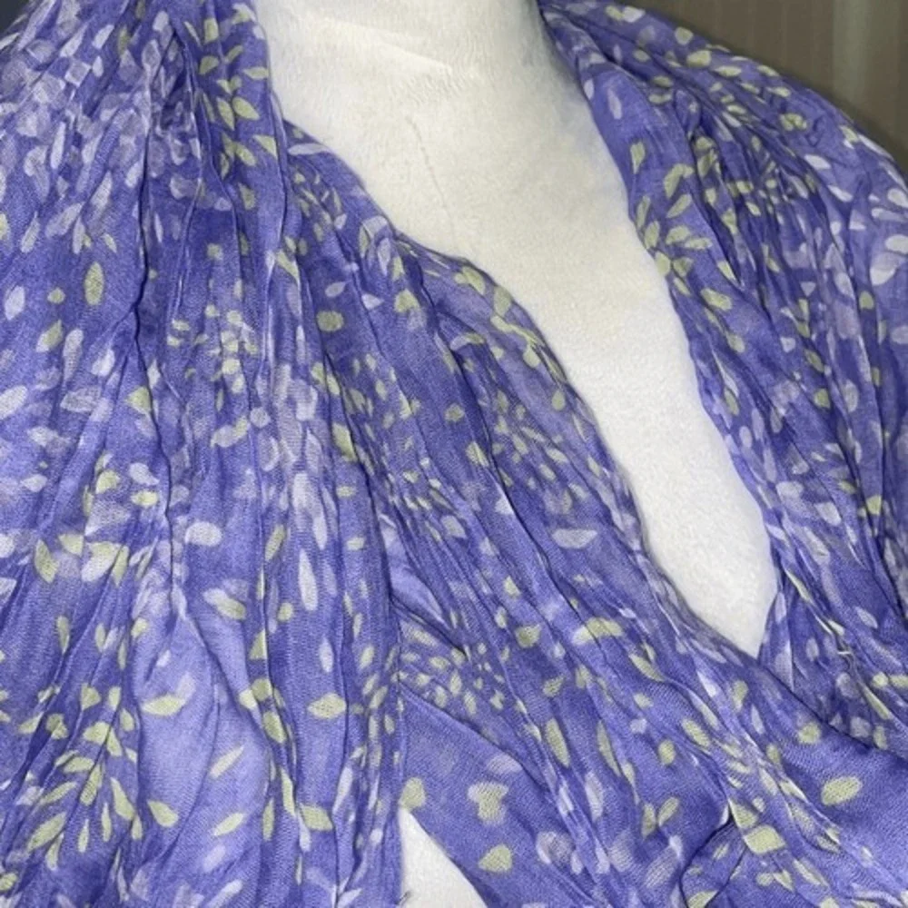 Denim & Co Beach Womens Purple Floral Firework Crinkle Scarf‎ 28x72 A263190